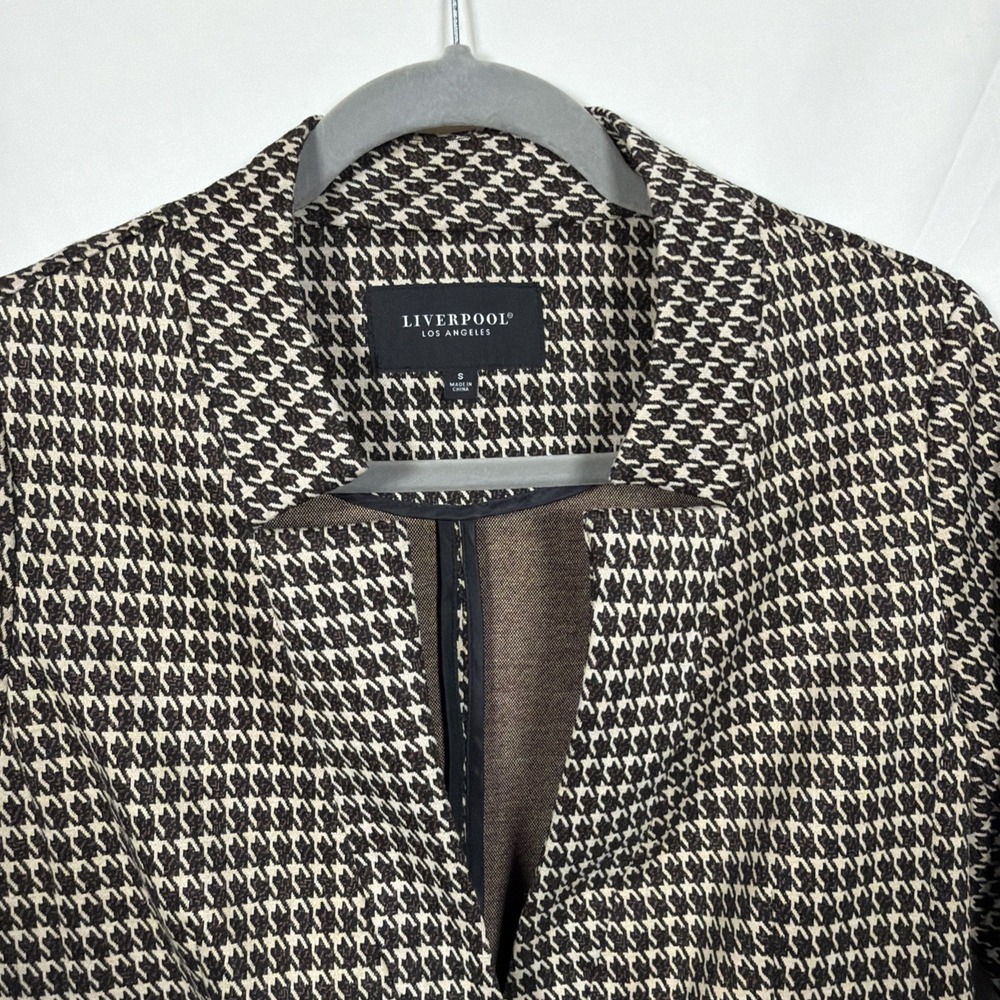 Liverpool Los Angeles Womens Small Blazer Jacket Houndstooth Open Front Knit - Picture 3 of 8
